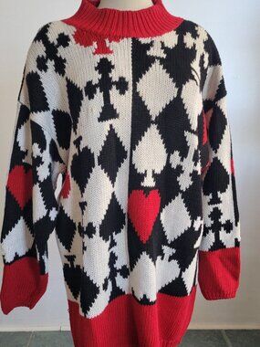 Clearance - Vintage Reed Hunter Traffic Jam Red & Black Argyle Sweater